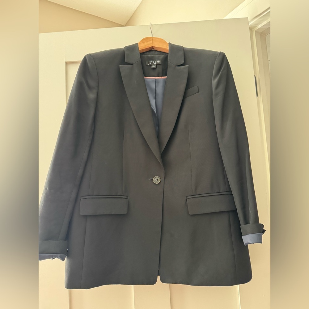 J Crew tuxedo blazer in drapey viscose black size 4